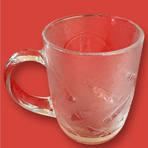 Vintage Frosted COCA-COLA 10 Oz. Glass Mug w/Embossed Bottle Pattern & Logo GUC - Picture 2 of 3